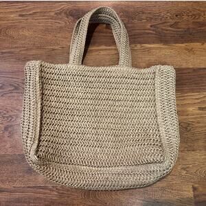 H&M Straw Shopper Tote Bag Lined Beach Tote Natural Tan 17x13x5 Casual Summer
